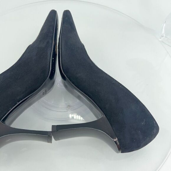 Robert Clergerie France Women's Pump Size 7 Square Toe Heel Black Suede Shoe - Picture 10 of 16